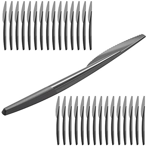 Grizzly Besteckset aus Kunststoff I 30er Set Mehrweg Messer I Stabil, Spülmaschinenfest I 100% Recyclebar I Wiederverwendbares Anthrazit Besteck