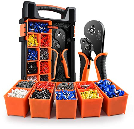 Ferrule Crimping Tool kit AWG30-5 Self-Adjusting Wire Ferrule Crimper Set with 1800PCS Wire End Ferrule Terminals