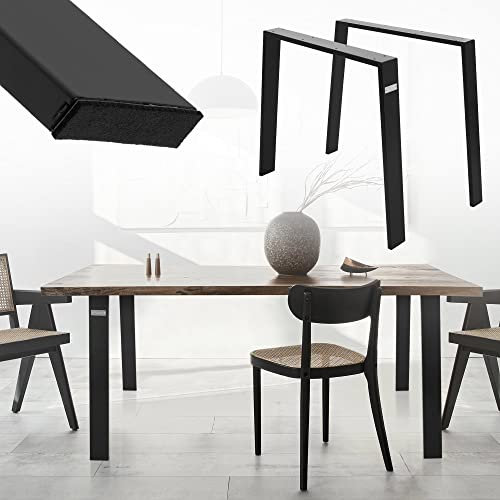 ML-Design 2er Set Tischbeine Loft 90x72 cm, Schwarz, Profil 8x2 cm, aus Stahl, Industriedesign, U-Form, Metall Tischgestell scandic, Tischkufen Tischuntergestell Möbelfüße, für Esstisch/Schreibtisch