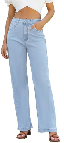 ETTELO Womens Jeans High Waisted Straight Leg Loose Stretchy Lightweight Tummy Control Trendy Jeans for Women 2025