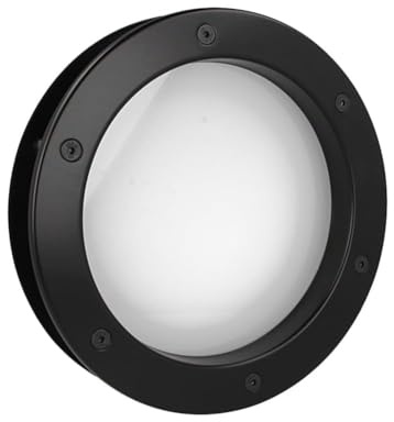 MLS Porthål B4000 för Dörrar, Aluminium, 300 mm, Frostat Glas, Svart