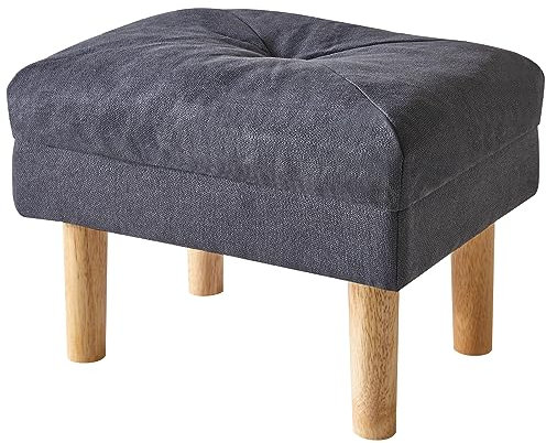 YMYNY Sitzhocker, Ottoman, Fußhocker mit weichem Sitzkissen, große Sitzfläche, 4 verdickte Holzbeine, im Nordischen Stil, für Schlafzimmer, Wohnzimmer, 40 x 29 x 32 cm, Schwarz-grau HBD023BG