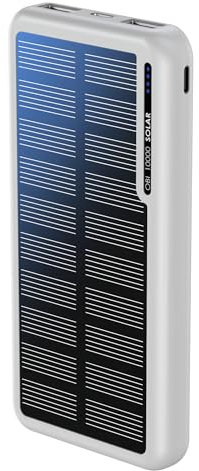 Boompods Obi Solar 10000mAh Solar Powerbank - Schnellladendes Ladegerät mit USB-C & 2X USB-Anschlüssen, Outdoor Power Bank mit Solarpanel, Robuste Ladestation für Handy, Tablets und Reisen, Weiß