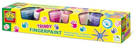 SES Creative 00392 Fingerfarbe Trendy 4 x 110 ml, diverse Farben, 440 Milliliter