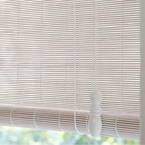 Tende in bambù Bianca Tenda a Rullo in bambù Tapparella Avvolgibile Bamboo,Filtraggio della Luce Schermata Privacy per Soggiorno Camera da Letto Ufficio,Taglia Personalizzabile (140x120cm(55x47in))