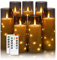 JINYANIA Flammenlose LED Kerzen, Batteriebetriebene Stumpenkerzen mit eingebetteter Sternschnur-Lichterkette, Mit Fernbedienung und Timer, Home Dekoration fügt eine romantische, Set von 7 (Grau)