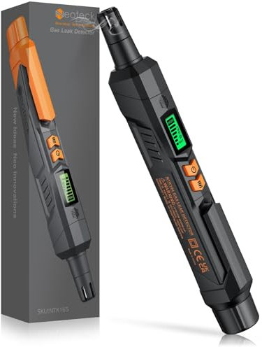 Neoteck Détecteur de Fuites de Gaz Naturel avec Alarme Sonore Visuelle Analyseur de Combustion Portable Localiser Les Fuites de Monoxyde Carbone Méthane CO2 pour Camping Car Maison - Noir