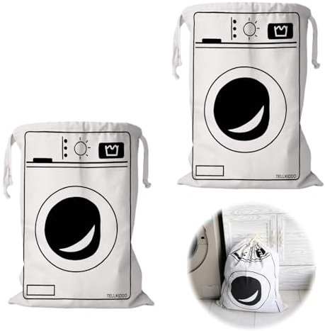 TESSTSY 2 Sacco Biancheria Sporca Con Coulisse in Tela, 60X50 cm Grande Sacco Portabiancheria Sporca, Sacchetto Stoffa Grande in Cotone Borsa Lavanderia per Vestiti Giocattoli Viaggio