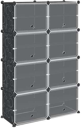 vidaXL Estantería de Cubos con 8 Compartimentos y Puertas PP Negro