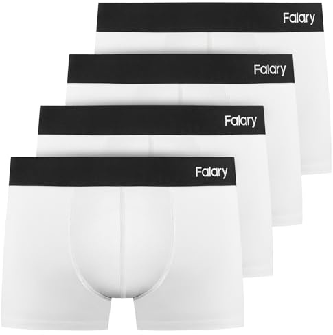 FALARY Boxer Shorts Hommes sous-vêtements pour Hommes Coton Biologique Hommes Rétro Shorts sous-vêtements Boxer Lot de 4