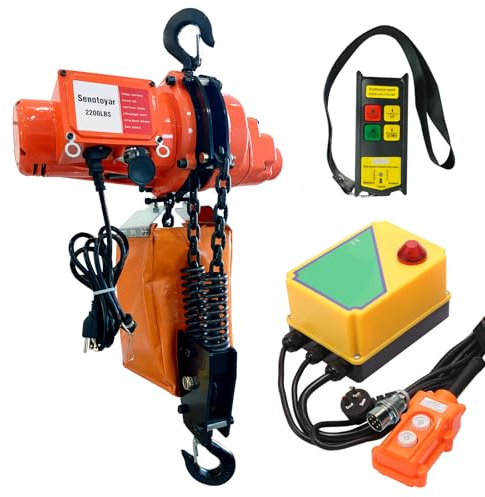 Electric Chain Hoist 2 in 1,2200 lbs Load Capacity,20 ft Lifting Height,120V Single Phase Overhead Crane with 328 ft Wireless & 15 ft Wired Remote Control, Ideal for Garage,Shop,and Home Use