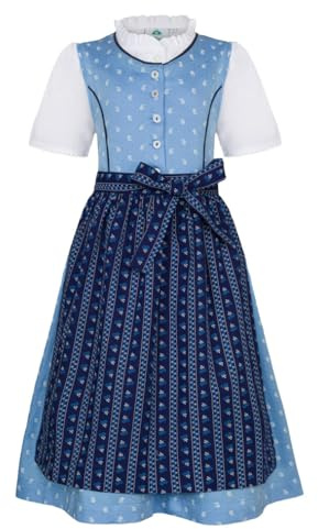 Isar-Trachten Dirndl pour enfant - 3 pièces - Robe chemisier tablier pour fille - Fête de la bière - Église - Mariage - Excursion du dimanche - Motif floral