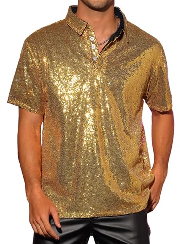 Felcia Glitterskjorta för män - Retrostil - 70-talsstil - Retrostil - Discostil - För män, XL
