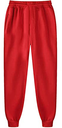 Generisch Pantalones de chándal para hombre, pantalones de ocio, pantalones de color para mujer, de invierno y fijos, para hombre y hombre, rojo, S