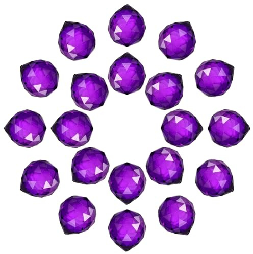 sourcing map Confezione da 20 prisma a sfera di cristallo, 20 mm, sfere decorative per acchiappasole per lampadari, finestre, decorazioni per matrimoni, decorazioni per la casa, viola