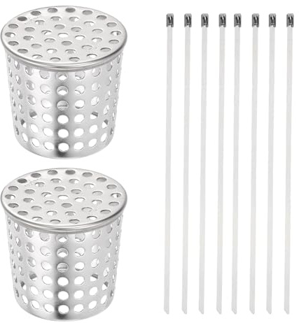 uxcell Lot de 2 filtres de protection pour gouttière, 6,3 cm de large, en acier inoxydable 304 avec attaches de câble pour tuyau d'échappement conique, filtre d'aération de toit