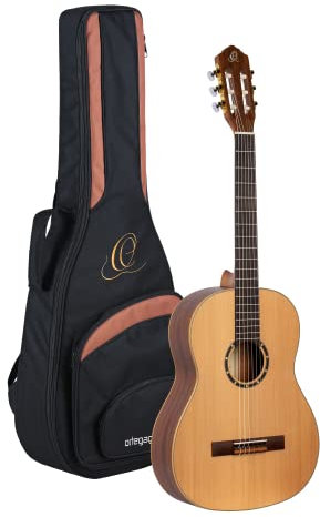Ortega Guitars 4/4 Konzert Gitarre – Slim Neck – Family Series Pro – Inklusive Gig Bag – Massive Kanadische Rotzeder, Mahagoni, Natur (R131SN)