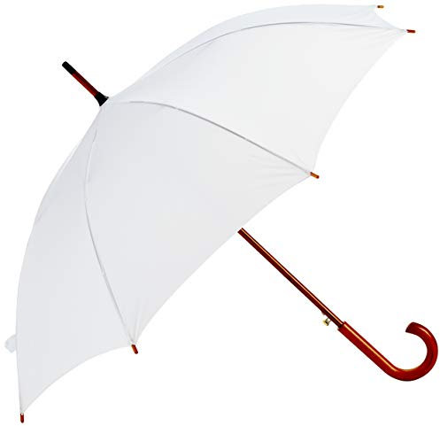 eBuyGB Parapluie classique à manche en bois, Blanc, 41.5 