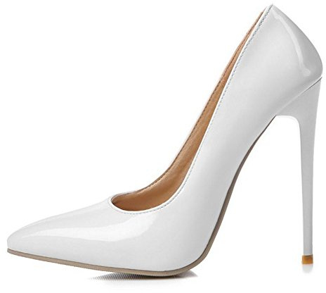 SJJH Scarpe da donna con tacco alto - Stiletto sexy con tacco a spillo ultra alto, bianco, 45 EU