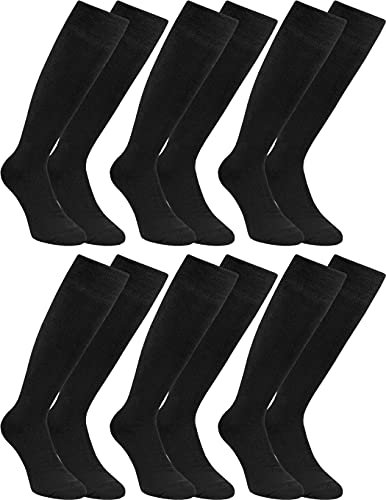 RS. Harmony Kniestrumpf, ohne Gummidruck für Damen, aus Baumwolle | 6 Paar | schwarz | 35-38