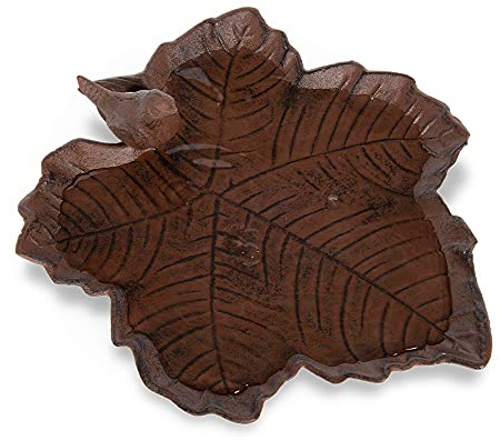 Jacobi Jayne, Old Iron Fallen Leaf Birdbath - ideal for lawns, flowerbeds or patios, Bronze