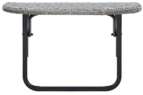 Festnight Balkontisch Grau 60 x 60 x 50 cm Poly Rattan Balkontisch Klappbar Balkonhängetisch Klapptisch Balkonmöbel Tisch Hängetisch Balkon Halbrund