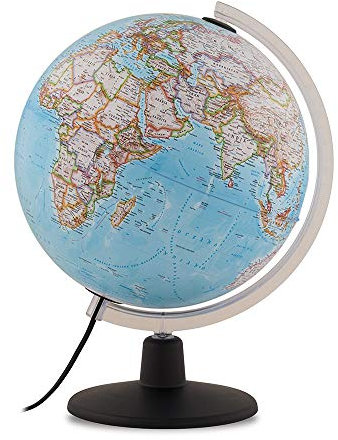 Tecnodidattica - Mappamondo NATGEO Classic | Cartografia Fisico-Politica ufficiale National Geographic Classic | Luminoso e girevole | Testi in Italiano | Diametro 30 cm