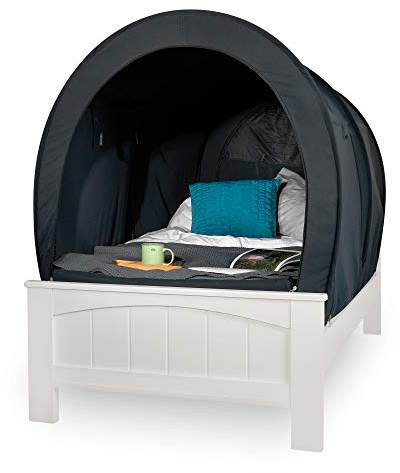 Snuggy Pod Bed Canopy - Grey (Double Size), Lightweight & Breathable | Sensory-Friendly Enclosed Pop-Up Bed Tent for Kids & Adults, Indoor Sleep Pod for Privacy & Light Control, Foldable Design