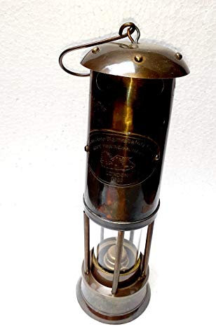 Vimal Nautical Öllampe aus antikem Messing und Glas, nautische Kohle-Öllampe, Heimdekoration, antiker Laternendocht, Öllampe, Braun, 27,9 cm