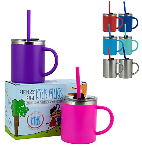 Real Deal Steel Keep it Real Kids Mugs - 100% Lead and BPA Free Kids Coffee Mug for Hot Chocolate - Set of 2