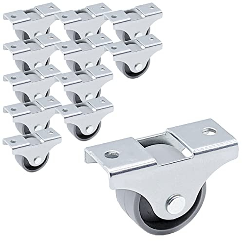 SKIR'CO Paquete de 12 ruedas pequeñas para muebles de 25 mm, ruedas de plástico gris, ruedas no giratorias, ruedas fijas, dirección unidireccional (12)