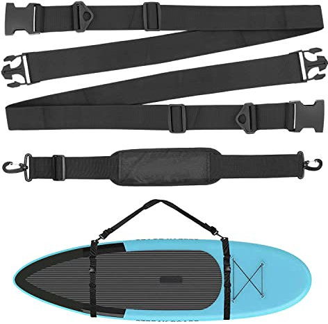 Sangle de Transport Réglable pour Planche de Surf, Sup Support d'épaule Multi-Usage Renforcer Le Système de Boucle pour Kayak, Canoë, Planche à Paddle (Noir)