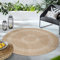 HomebyHome In & Outdoor Teppich Wetterfest Rund 160 cm Beige - Sisal und Jute Optik, Wasserfest für Balkon, Küche, Camping, Garten, Terrasse - Waschbare Bordüre Design