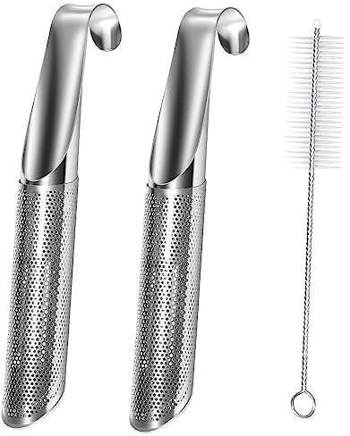 SJBAUTYO 3 Pièces Infuseur à Thé en Acier Inoxydable Filtre à Thé Tube Maille Fine Passoire à Épices Herbes Tige à thé à Long Manche Diffuseur de Thé avec Brosse pour Thé Épices