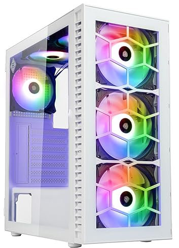 Kolink Observatory HF Glass PC-Gehäuse, Sechs ARGB-Lüfter, 330 mm GPU-Freiheit, ATX-Motherboard, Glasfrontplatte, Stahl, Mid-Tower, Weiß