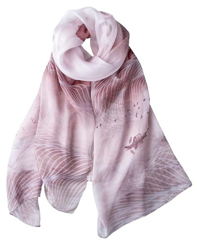 STORY OF SHANGHAI Women's 100% Silk Floral Print Large Scarf Shawl Ultralight Breathable Elegant Gift 175 x 110 cm, Floating Cloud 01, 110*175cm