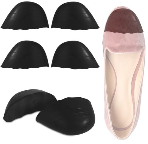 WLLHYF Lot de 2 paires d'inserts de rembourrage d'orteils pour chaussures lâches - Semelles trop grandes - Réglables - Réducteur de taille de chaussures pour homme et femme - Noir