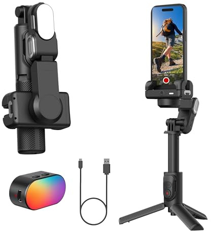 AOCHUAN Gimbal-Stabilisator für Smartphone, 2-Achsen-Gimbal ohne App-AI-Tracking, Gimbal für iPhone 15/14/13/Pro Max & Android, 4-in-1 tragbares Handy-Stativ, 49 cm Verlängerungsstange, AOCHUAN M1PRO