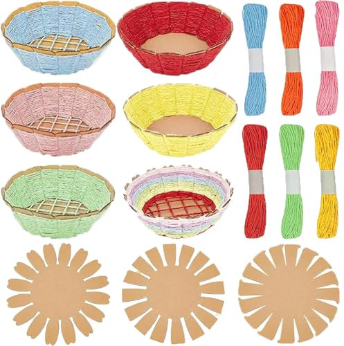 SunAurora 6 Stück Osterkörbchen,DIY Korbflechten Set Ostern,Osterkörbe zum Befüllen,Ostern basteln Korb Flechten Kinder,Ostern Kreativsets zum Basteln Geschenkidee,Dekoration