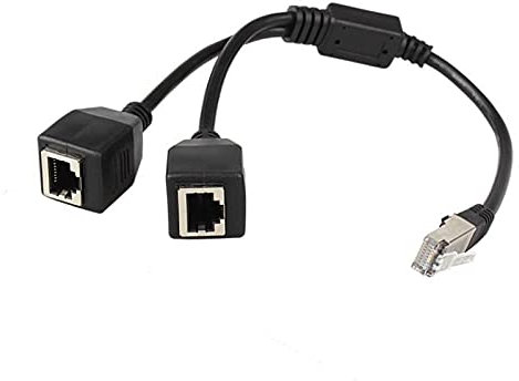 SweetSerenade Adaptador de Enchufe Ethernet 1 Macho a 2 Hembra, Cable Divisor Ethernet RJ45, Adecuado para LAN Cat5, Cat6, Negro