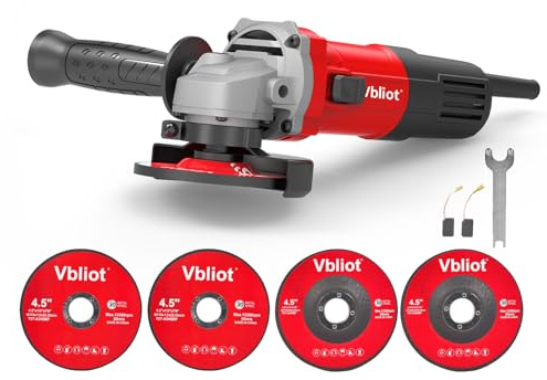 VBLIOT Angle Grinder,7-Amp 4-1/2 Inch Power Grinder Tool with 2 Cutting Discs 2 Grinder Discs,Ideal for Metal Cutting Grinding Polishing