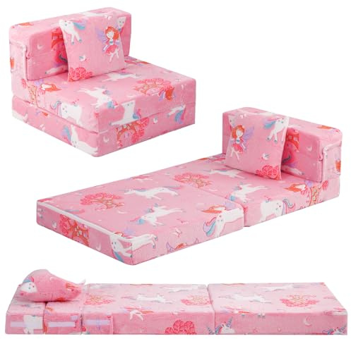 MeMoreCool Kids Sofa Bed, Toddler Folding Futon Chair Glow in The Dark