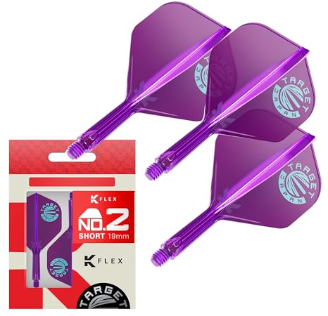 Target Japan Sistema di Alette e Aste K Flex Dart, No.2 | Confezione da 3 Accessori per Freccette Kflex all in One Flight, Edizione Limitata Viola | Asta per Freccette K-Flex – Corto (19mm)