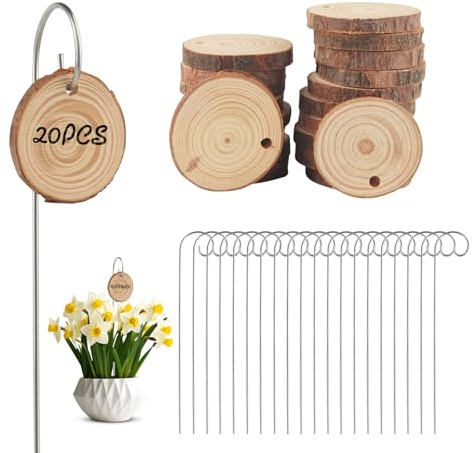 Funtery 20 Stück Pflanzenschilder Zum Beschriften, Pflanzenetiketten mit Haken, Wetterfest Rostbeständige Gartenschilder Pflanzenanhänger, Beschriftungsschilder für Gartenpflanzen, Gemüse und Blumen