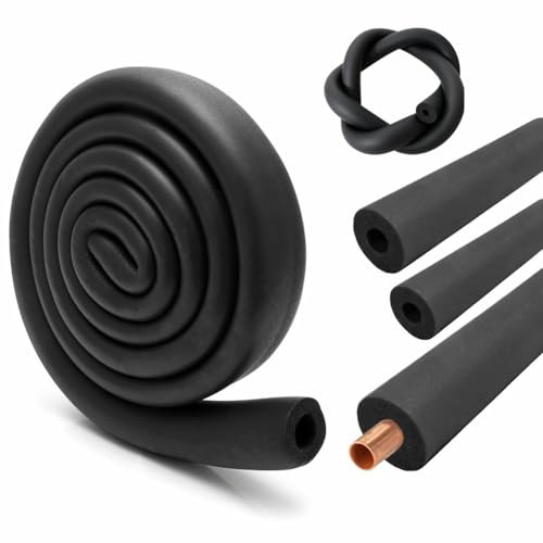 LOMUG rörisolering skum, rörisolering gummi Ø 22 mm isoleringstjocklek 9 mm rörisolering rör 1,8 m isoleringsrör för uppvärmning sanitära värmerör kopparrör (svart)