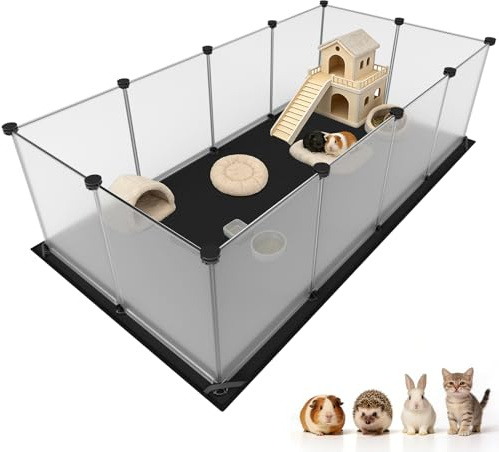 Aystkniet Meerschweinchen Käfig mit Wasserdichtem Boden, 122cm x 60cm x 40cm halbtransparentes Kleintierkäfig für Schildkröten, Igel, Welpen, Kätzchen, Rennmäuse,Hasen, Meerschweinchen gehege