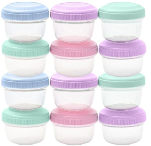 WeeSprout Leakproof Baby Food Storage - 12 Set, Small Plastic Containers with Lids, Lock in Freshness, Nutrients & Flavor, Freezer & Dishwasher Friendly, 4oz Snack Containers (Variety Pastel)
