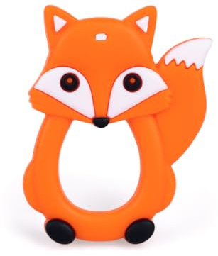 GiliGums Fox Silicone Baby Teether – Orange | 100% Food Grade Teething Toy | Textured Gum-Soothing Dots & Easy Grip Ring | BPA-Free, Phthalate-Free | Chew from Any Angle | Sensory Toy 3-36 Months