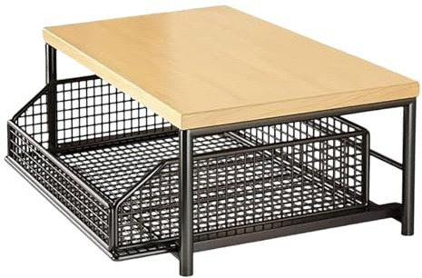 dewdat Soporte para Microondas De Cocina | Organizador Vertical De 2 Niveles - Estantes De Almacenamiento De Pie | Cuenta con Cesta Extraíble Inferior para Uso En Hogar, Apartamento, Cocina, Despensa