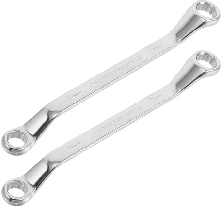WHAMVOX Llave de Doble Anillo para Reparación de Automóviles, Acero al Carbono de Alta Resistencia, Mango Largo y Diseño Profundo, Paquete de 2 Piezas para Mecánicos Profesionales